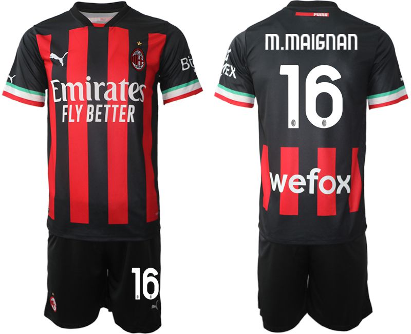 Cheap Men 2022-2023 Club Ac Milan home black 16 Soccer Jersey